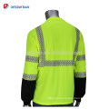 Durable ligero respirable Hi Vis Viz Security T-shirt 100% poliéster Ropa de trabajo de seguridad con bolsillo y tiras reflectantes